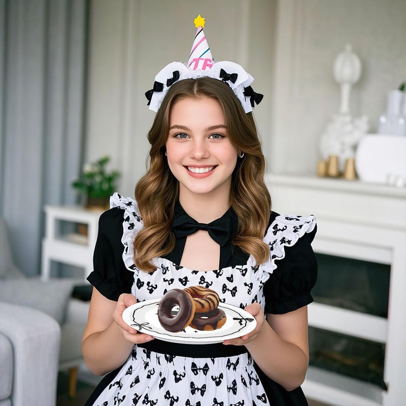 EoBeCy 96 Pcs Black Bow Birthday Decorations, Elegant Black and White Plates Napkins Forks for 24 Guests, Minimalist Bow Tableware Set Party Supplies for Women Girls - Image 5