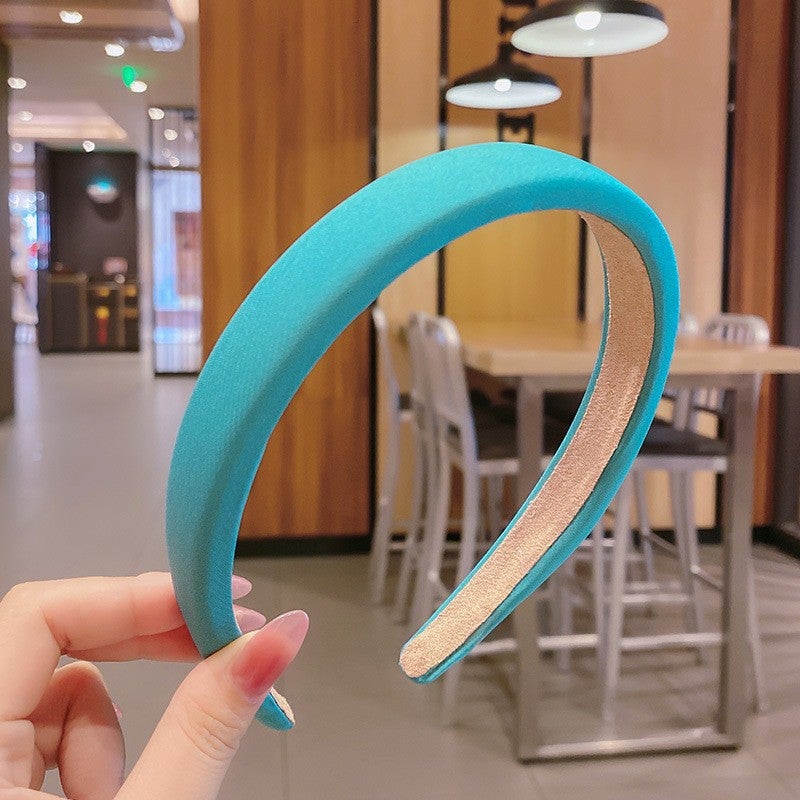 Generic New Year Festive High Cranial Top Retro Red Hair Band Womens Korean Hair Accessories Internet Celebrity Pressed Hair Band Wide Edge Hair Card Headwear 6# light blue wide body sponge hairband