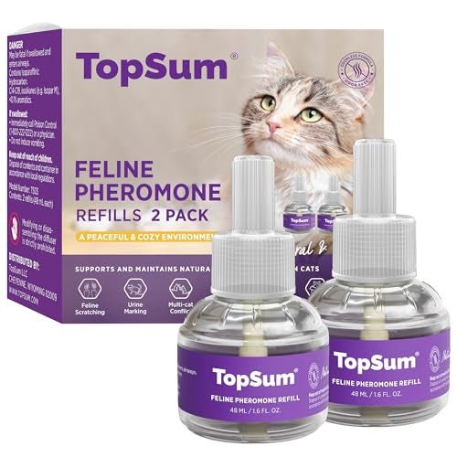 TopSum Cat Calming Pheromone Diffuser: Feline Pheromones Plug in for Stress, Along At Home, Spraying, Fighting, Scratching, Aggression & Excessive Meowing (Purple– 2 Refills) - Image 1