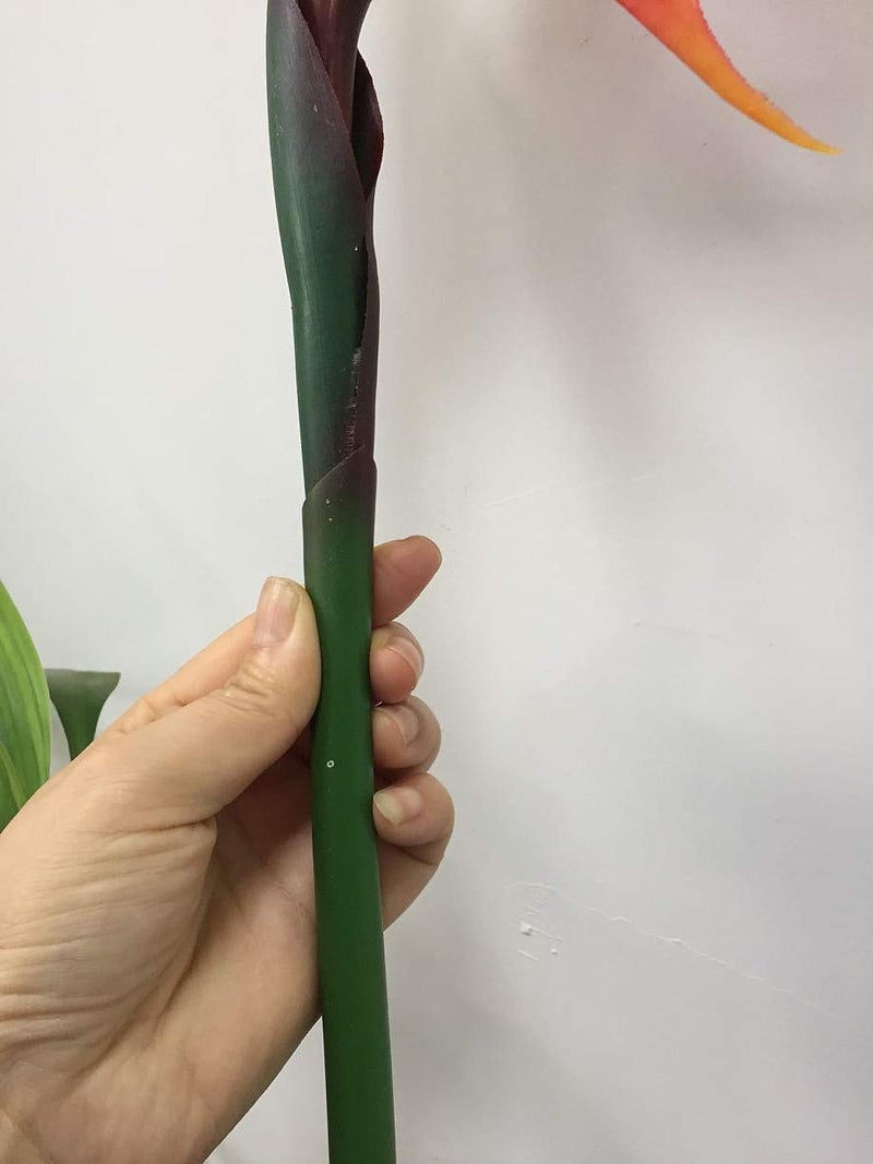 DODXIAOBEUL Large Bird of Paradise 32 Inch Permanent Flower,UV Resistant No Fade Flower Part is Made of Soft Rubber PU,Artificial Flower Plants for Home Office 2 Pcs (Orange red) - Image 4