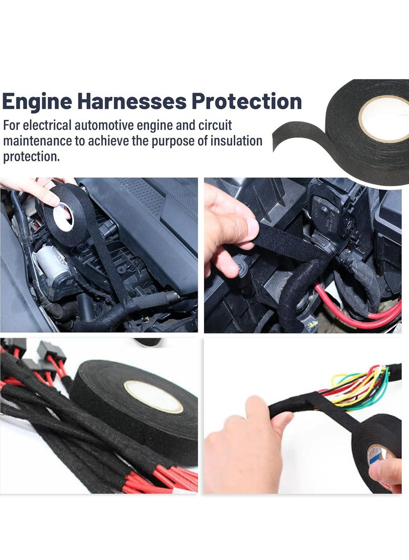 Oasisgalore - 6 Rolls Black Wiring Harness Tape, 19mm x 15m, High-Temp, Flame-Resistant for Auto Electrical Wrap & Insulation. - Image 1