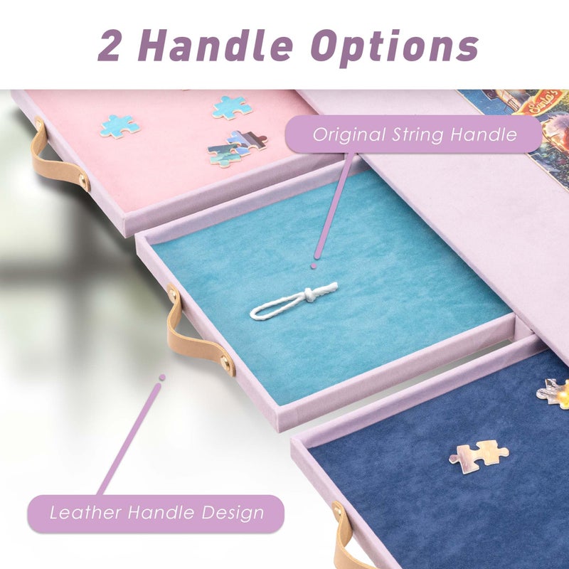 Tektalk Flannelette Covered Jigsaw Puzzle Table with Integrated Adjustable Stand & Cover, 3-Tilting-Angle Wooden Plateau Portable Puzzle Board with 6 Sorting Drawers, for Up to 1500 Pieces - Purple - Image 5