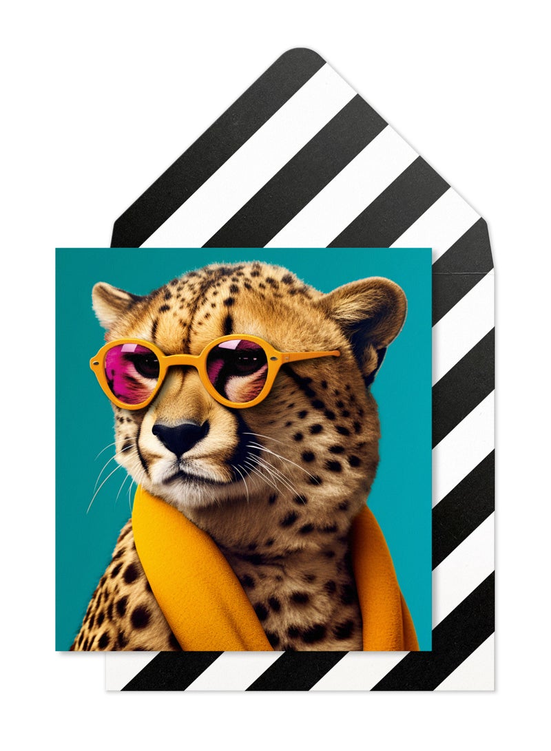 Tache Birthday Greeting Card Blank Inside, Cheetah Animal Design - Image 1
