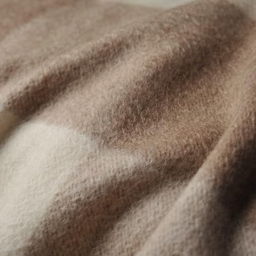 EP Mode 100% Pure Cashmere Throw Blanket for Sofa, Classic Design with Gift Box (Neutral Checkered) - Image 4