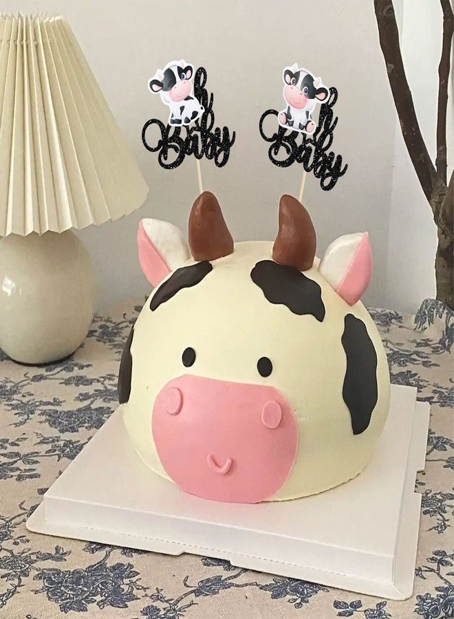 Ephlyn 36 Pack Cow Oh Baby Cupcake Toppers Glitter Farm Animals Oh Baby Cow Cupcake Picks Gender Reveal Theme Baby Shower Kids Boys Girls Birthday Party Cake Decorations Supplies - Image 5