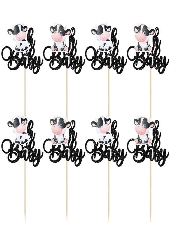 Ephlyn 36 Pack Cow Oh Baby Cupcake Toppers Glitter Farm Animals Oh Baby Cow Cupcake Picks Gender Reveal Theme Baby Shower Kids Boys Girls Birthday Party Cake Decorations Supplies - Image 3