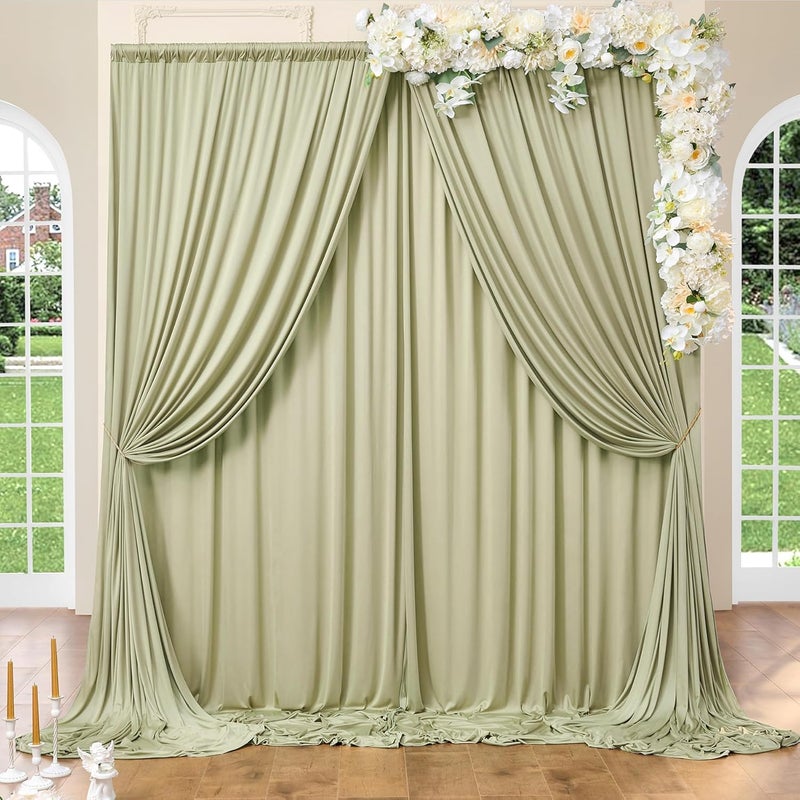 NSSONBEN 20ft x 10ft Wrinkle Free Sage Green Curtains for Parties, Thick Polyester Photo Backdrop Drapes for Wedding Birthday Party Photography Background Stand - Image 1
