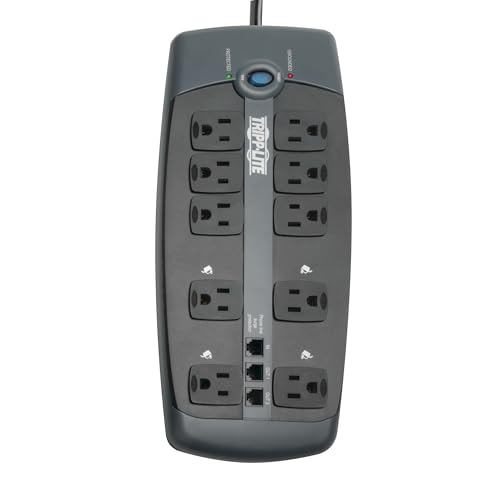 Tripp Lite TLP1008TEL 10 Outlet Surge Protector Power Strip, 8ft Cord, Tel/DSL Protection, RJ11, & Dollar 150,000 Insurance Silver - Image 4