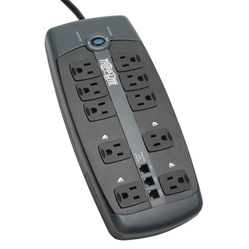 Tripp Lite TLP1008TEL 10 Outlet Surge Protector Power Strip, 8ft Cord, Tel/DSL Protection, RJ11, & Dollar 150,000 Insurance Silver - Image 1