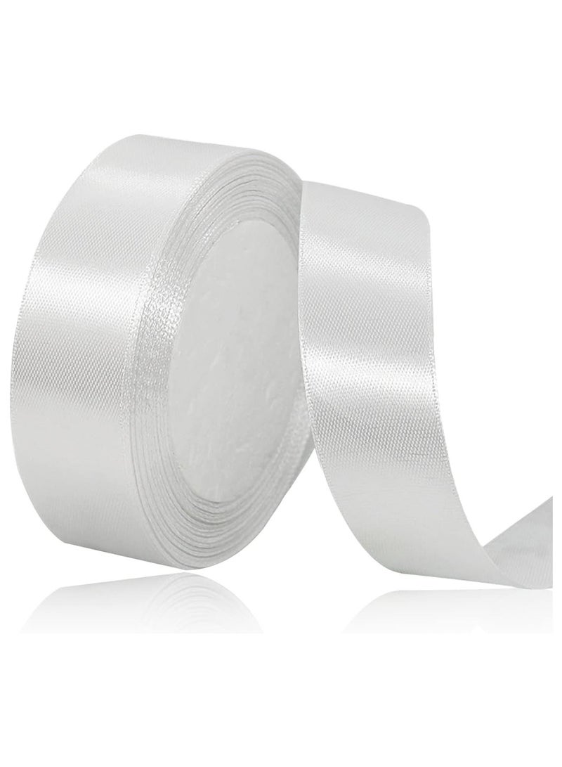 Generic White Satin Ribbon, Solid Color Polyester Fabric Ribbon for Gift Wrapping, Crafts, Bows Making, Wreaths, Sewing Projects, Baby Showers and Wedding Party Decoration - Image 1