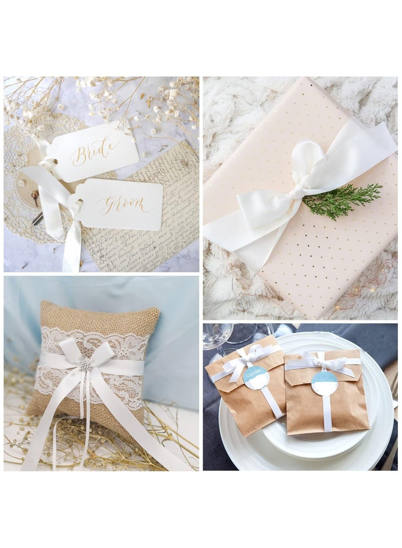 Generic White Satin Ribbon, Solid Color Polyester Fabric Ribbon for Gift Wrapping, Crafts, Bows Making, Wreaths, Sewing Projects, Baby Showers and Wedding Party Decoration - Image 2