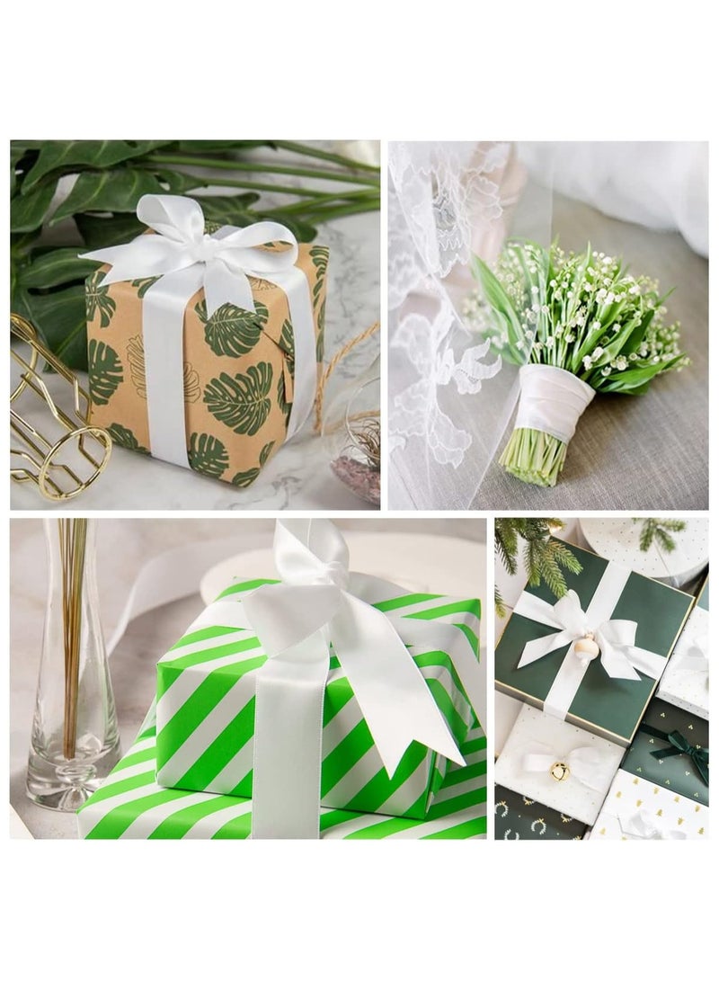 Generic White Satin Ribbon, Solid Color Polyester Fabric Ribbon for Gift Wrapping, Crafts, Bows Making, Wreaths, Sewing Projects, Baby Showers and Wedding Party Decoration - Image 4