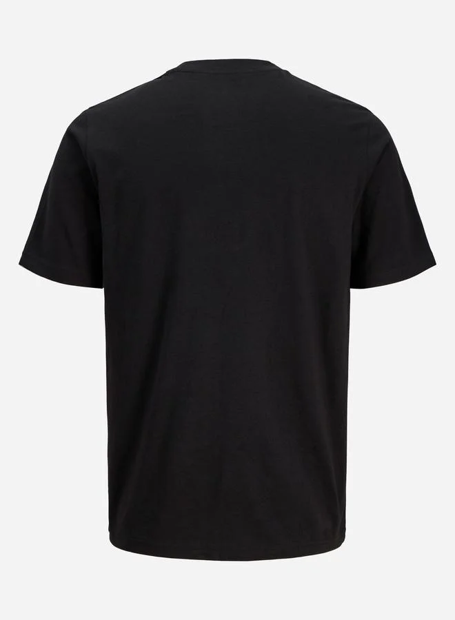 جاك اند جونز تيشيرت بطبعة شعار وياقة دائرية