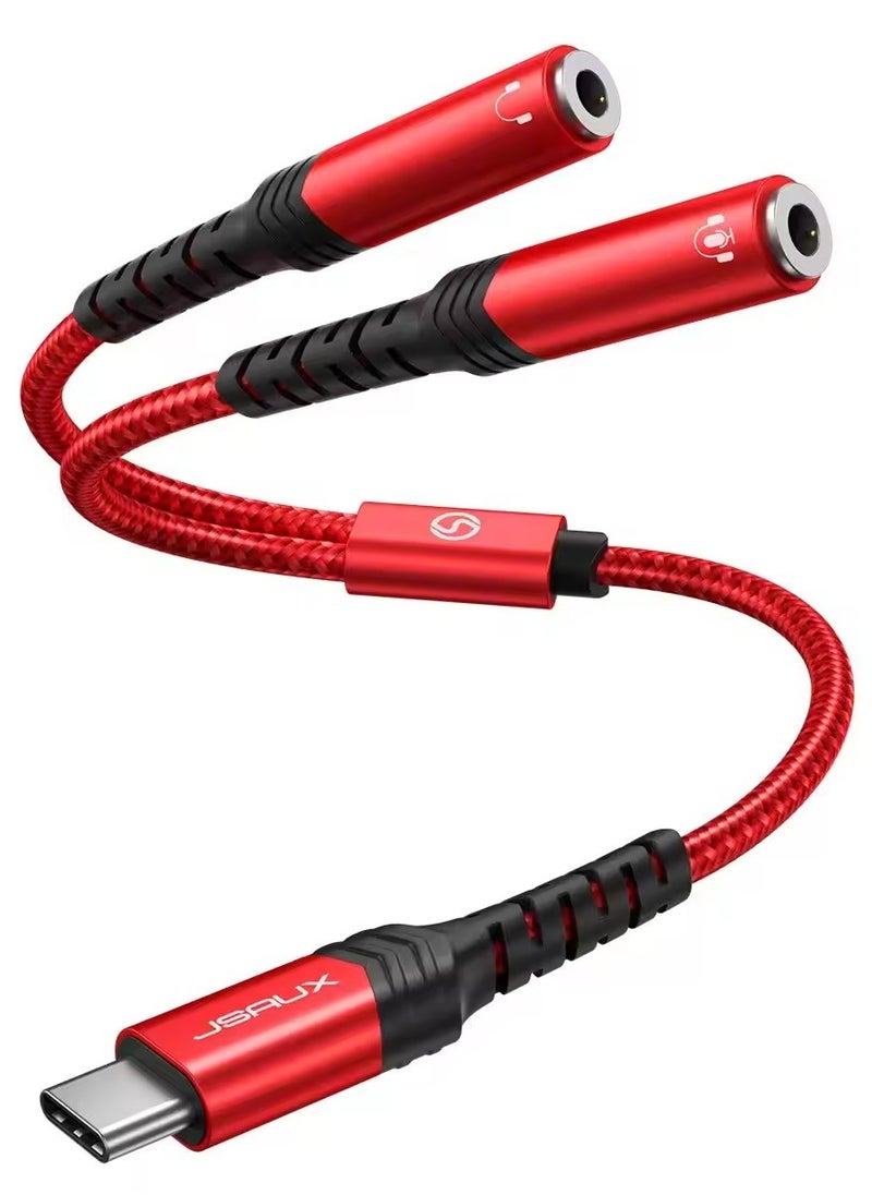 JSAUX - USB C -3.5MM 2FEMALE NYLON ADAPTER .28m - Image 1
