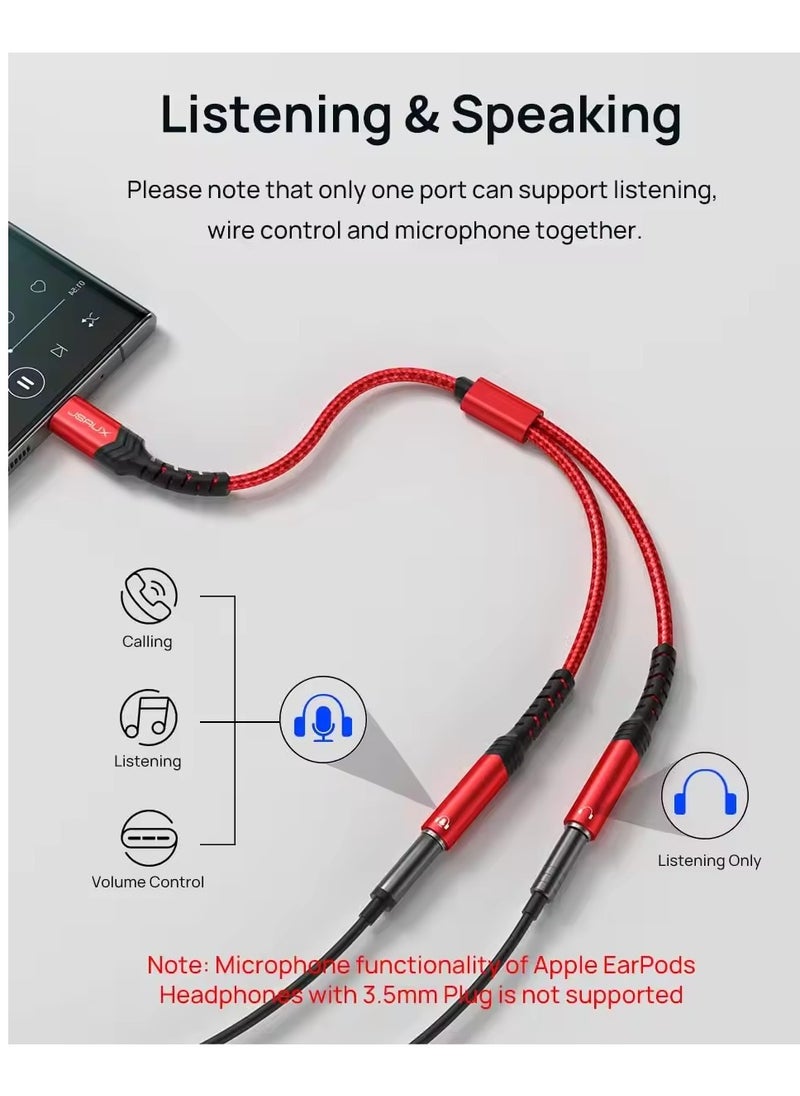 JSAUX - USB C -3.5MM 2FEMALE NYLON ADAPTER .28m - Image 1