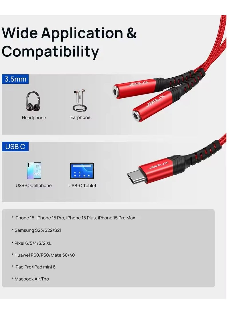 JSAUX - USB C -3.5MM 2FEMALE NYLON ADAPTER .28m - Image 1