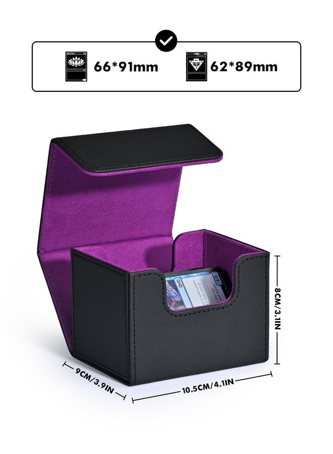 زد ال سي اي صندوق بطاقات التداول، صندوق بطاقات Mtg Commander يحمل أكثر من 120 بطاقة ذات غلاف واحد، صندوق تخزين بطاقات مغناطيسي من الجلد يناسب بطاقات Tcg Ccg Magic (أسود وأرجواني) - Image 2