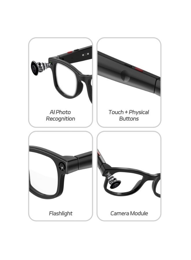 Domars Smart AI Camera Glasses UV Protection Anti-Blue Light with 5MP 1080p HD Photo Capture Auto Color-Changing Interchangeable Lenses for Men Women Travel Recording Voice Calls Language Translation 1 Pair Of Eyeglass Frames + 3 Pairs Of Lenses - Image 3