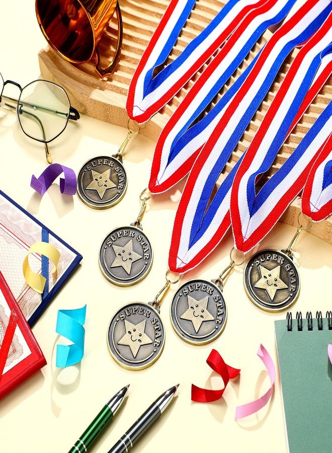 Remuuly 60 Pcs 30/60/100 Pcs Super Star Award Medals Hero Stuent Medals Bulk 2'' Gold Award Medallion with Neck Ribbon Metal Trophy Prize Gifts for Competition Party Favor Supplies (Super Star) - Image 3