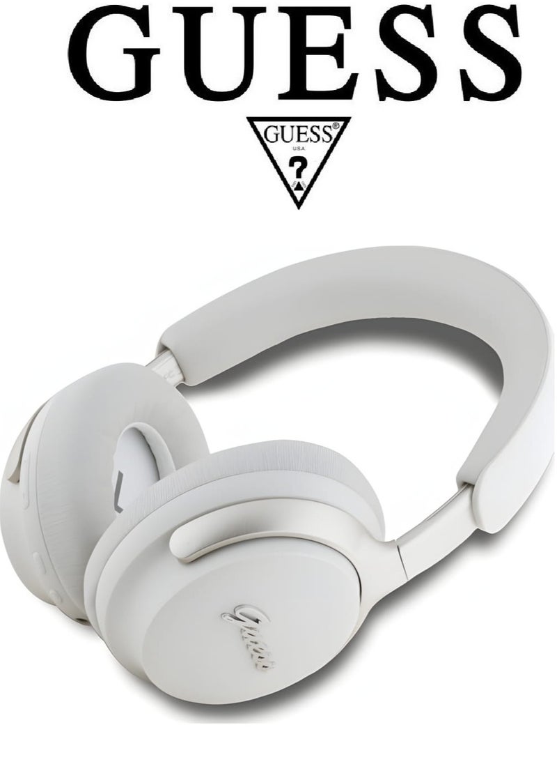 CG MOBILE GUESS wireless headphones, Original and Certified French Design, wireless headset with Up to 30H of Playtime, Wireless Bluetooth Headphones with ENC and ANC, wireless headphones bluetooth 5.4, headphone bluetooth with Voice Assistant Support, headset wireless with 2H Fast Charging with Type-C Port, IPX4 Waterproof Bluetooth over ear headphones, headset wireless bluetooth with Strong and Clear Sound, Bluetooth headsets with Built-in Microphone for Clear and High-Definition Calls. beige  - Image 2
