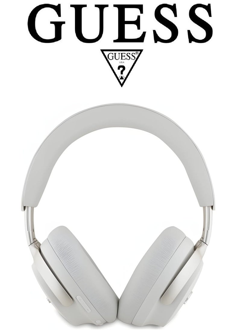 CG MOBILE GUESS wireless headphones, Original and Certified French Design, wireless headset with Up to 30H of Playtime, Wireless Bluetooth Headphones with ENC and ANC, wireless headphones bluetooth 5.4, headphone bluetooth with Voice Assistant Support, headset wireless with 2H Fast Charging with Type-C Port, IPX4 Waterproof Bluetooth over ear headphones, headset wireless bluetooth with Strong and Clear Sound, Bluetooth headsets with Built-in Microphone for Clear and High-Definition Calls. beige  - Image 3