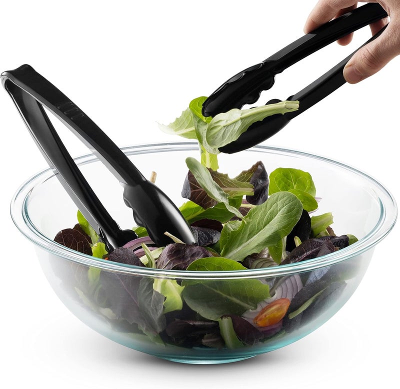 JoyServe Plastic Tongs for Serving (Pack of 12) 9 Inch - Heavy-Duty Hard Plastic Reusable or Disposable Serving Tongs for Catering, Dinner Parties, Banquets, Buffets, Events, Weddings and Everyday Use, Black - Image 3