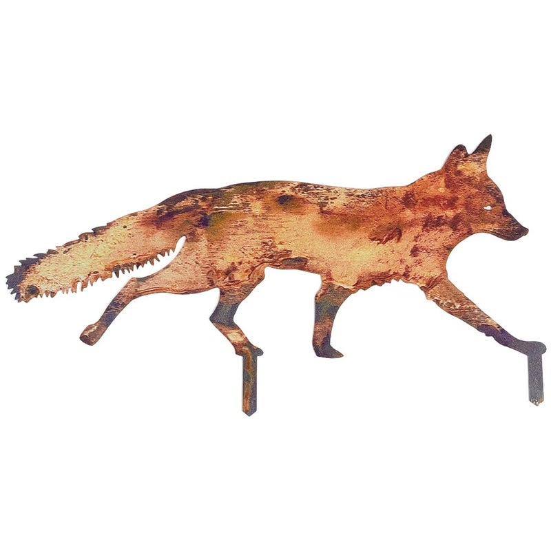 CREATCABIN Rustic Metal Fox Garden Decoration Animal Garden Statues Stakes Outdoor Rusty Fox Sculptures Figures for Patio Lawn Yard Backyard Art Decoration Housewarming Chocolate Color 6.1 x 12 inch - Image 1