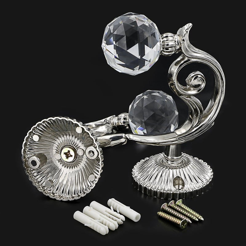 BTSKYÂ® Pair of Phoenix Glass Crystal Curtain Holdbacks Hooks Drapery Tiebacks Tassel Holder (Silver) - Image 5