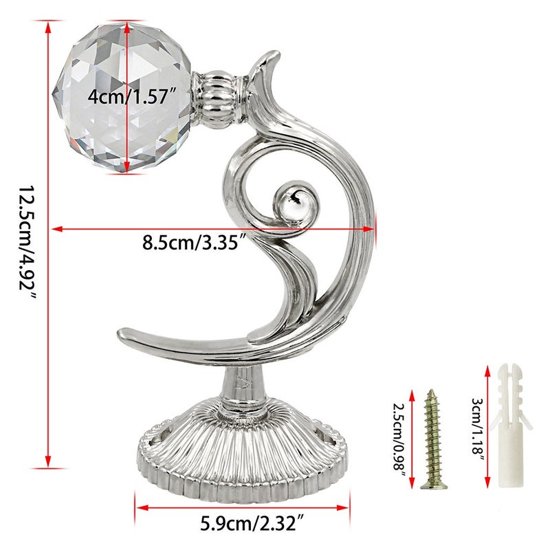 BTSKYÂ® Pair of Phoenix Glass Crystal Curtain Holdbacks Hooks Drapery Tiebacks Tassel Holder (Silver) - Image 4