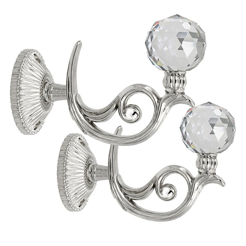 BTSKYÂ® Pair of Phoenix Glass Crystal Curtain Holdbacks Hooks Drapery Tiebacks Tassel Holder (Silver) - Image 1