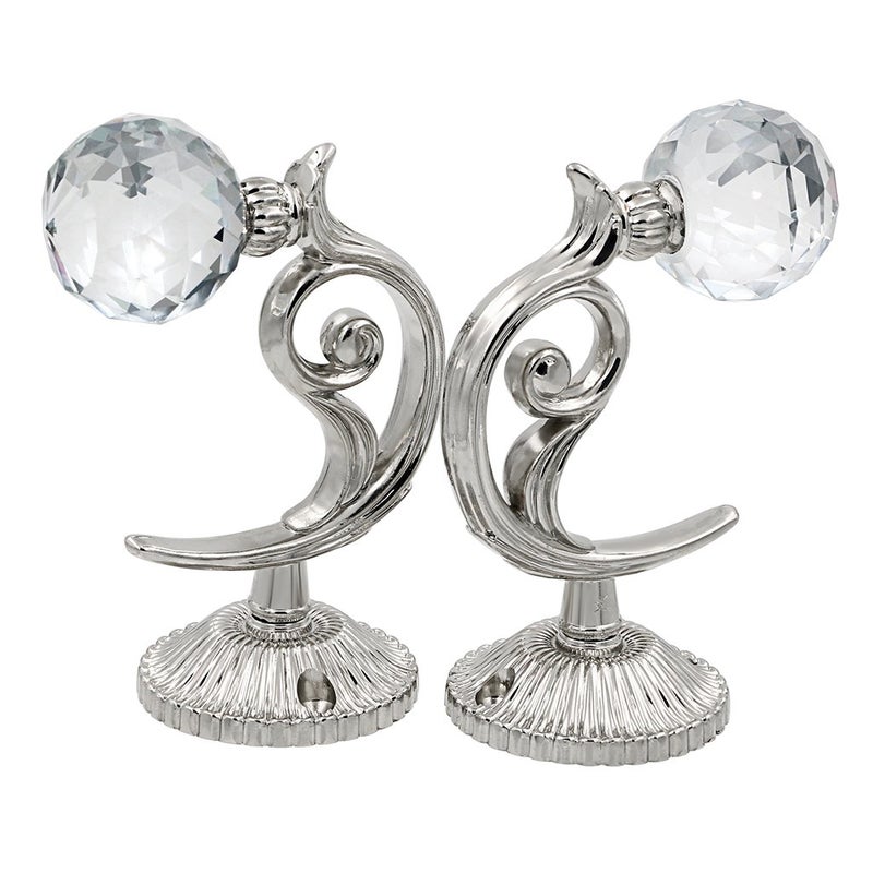 BTSKYÂ® Pair of Phoenix Glass Crystal Curtain Holdbacks Hooks Drapery Tiebacks Tassel Holder (Silver) - Image 2