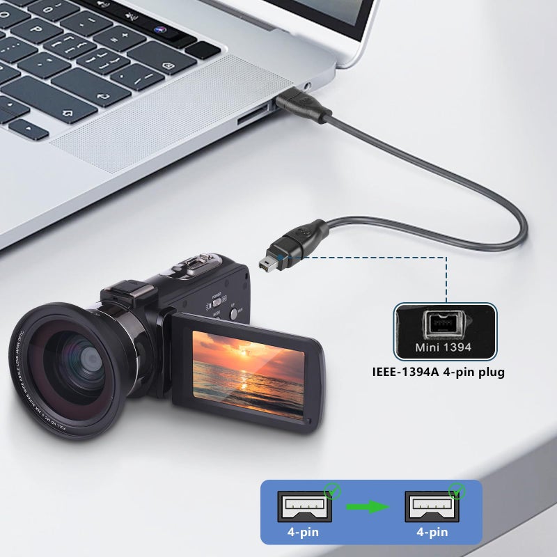 PASOW FireWire Cable 4 Pin to 4 Pin iLink DV Cable Firewire 400 IEEE 1394 Cord for Laptop to Camcorder 6 Feet - Image 4