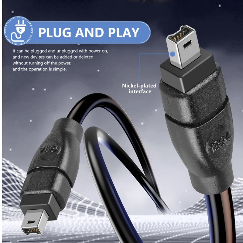 PASOW FireWire Cable 4 Pin to 4 Pin iLink DV Cable Firewire 400 IEEE 1394 Cord for Laptop to Camcorder 6 Feet - Image 5