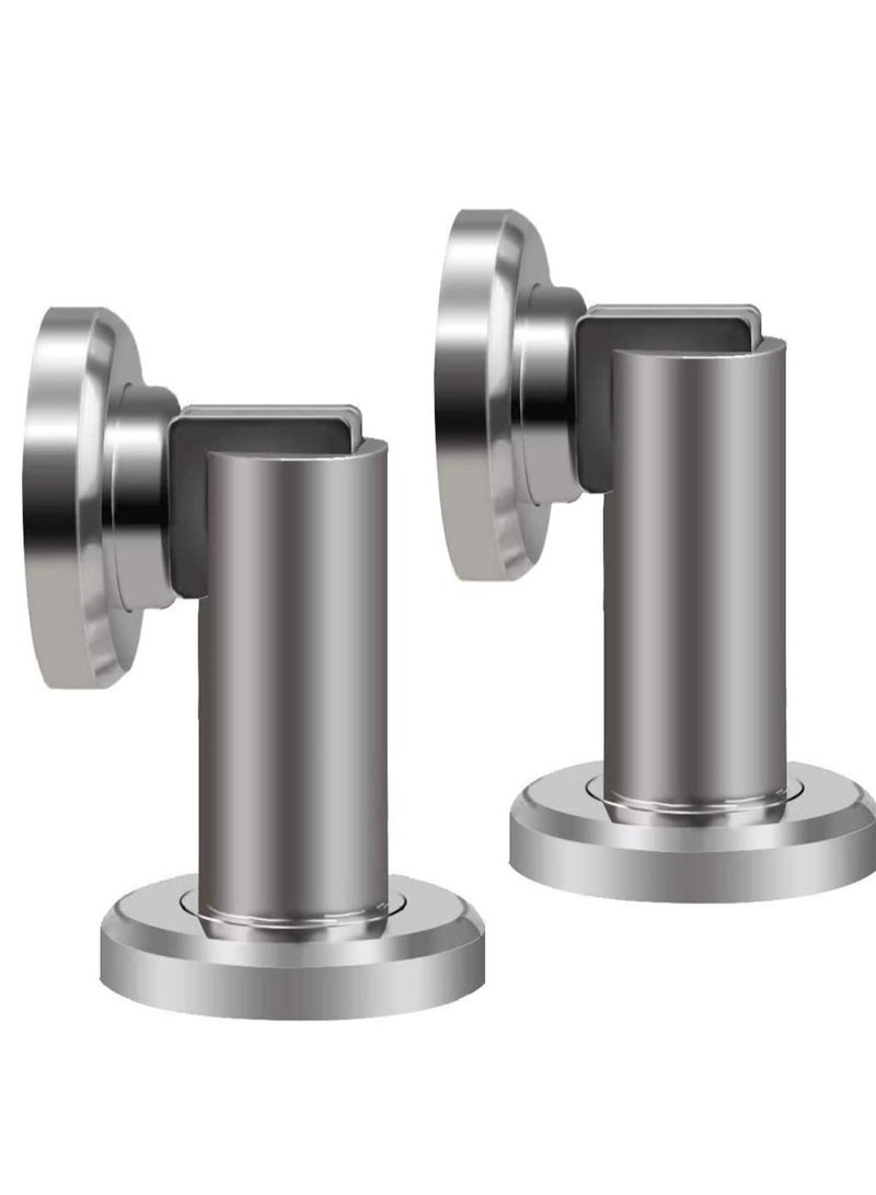 Door Stopper, Magnetic Door Stop, Heavy Duty Stainless Steel Door Catch, Holder Your Door, Modern Wall/Ground Mount Door Stopper, Brushed Nickel, 2 Pack - Image 1