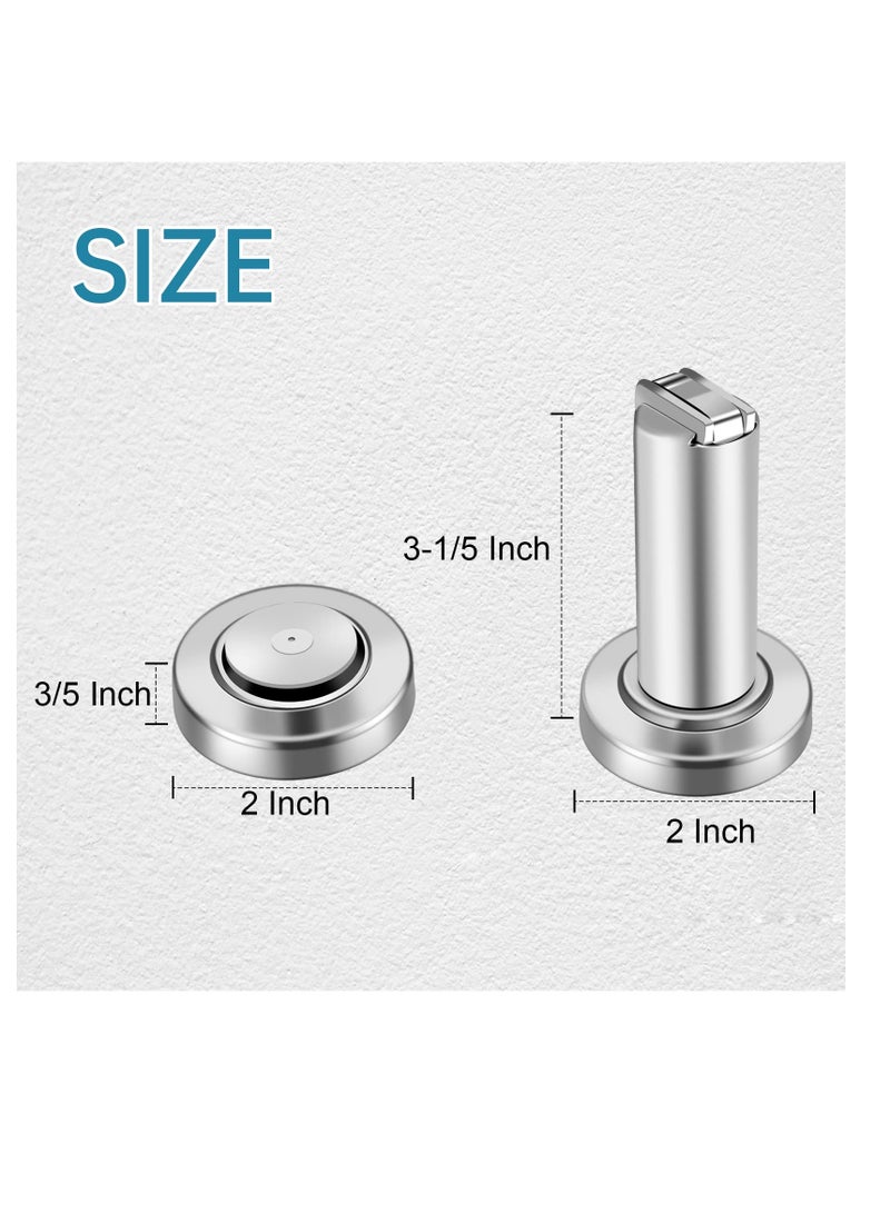 Door Stopper, Magnetic Door Stop, Heavy Duty Stainless Steel Door Catch, Holder Your Door, Modern Wall/Ground Mount Door Stopper, Brushed Nickel, 2 Pack - Image 2