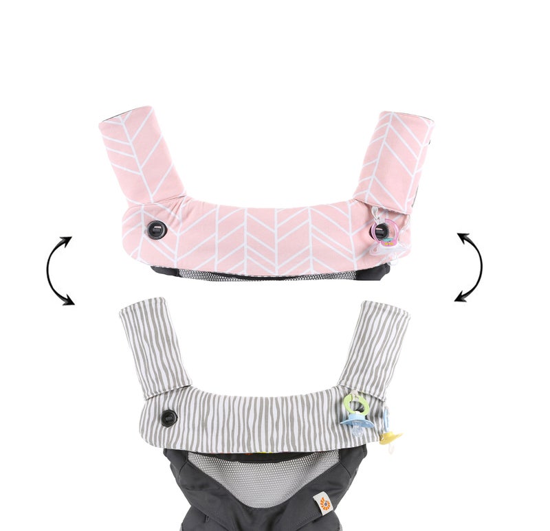 Mila Millie Premium Drool and Teething Reversible Cotton Pad | Fits Ergobaby Four Position 360 + Most Baby Carrier | Pink Herringbone Design | Hypoallergenic | Great Baby Girl Shower Gift by Mila Millie - Image 1
