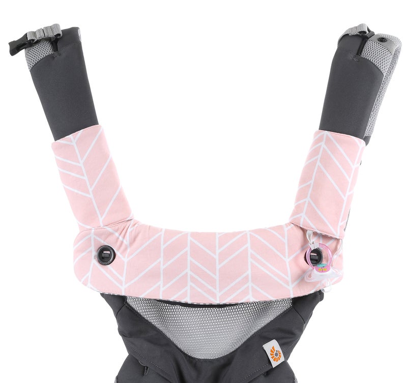 Mila Millie Premium Drool and Teething Reversible Cotton Pad | Fits Ergobaby Four Position 360 + Most Baby Carrier | Pink Herringbone Design | Hypoallergenic | Great Baby Girl Shower Gift by Mila Millie - Image 2
