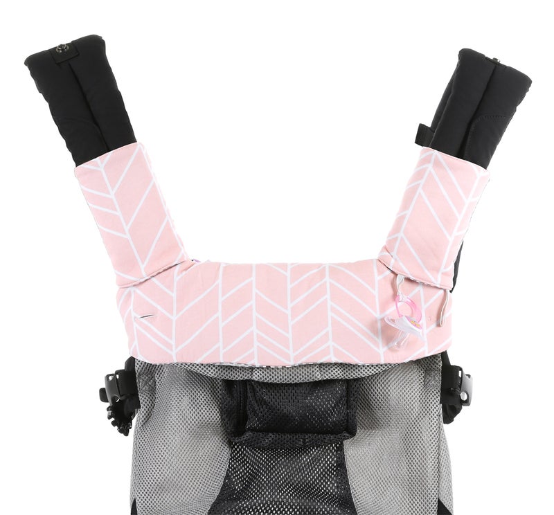 Mila Millie Premium Drool and Teething Reversible Cotton Pad | Fits Ergobaby Four Position 360 + Most Baby Carrier | Pink Herringbone Design | Hypoallergenic | Great Baby Girl Shower Gift by Mila Millie - Image 4