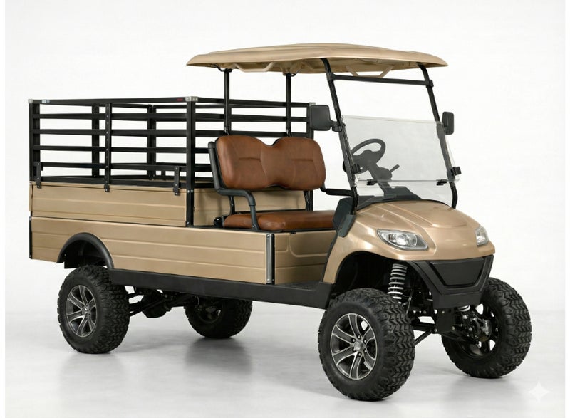 EPIC Grounds Maintenance / Luggage 2-Seater Lifted Electric Golf Cart with Lithium Battery 105Ah & Standard Tires | Utility LSEV (Golden) - Image 5