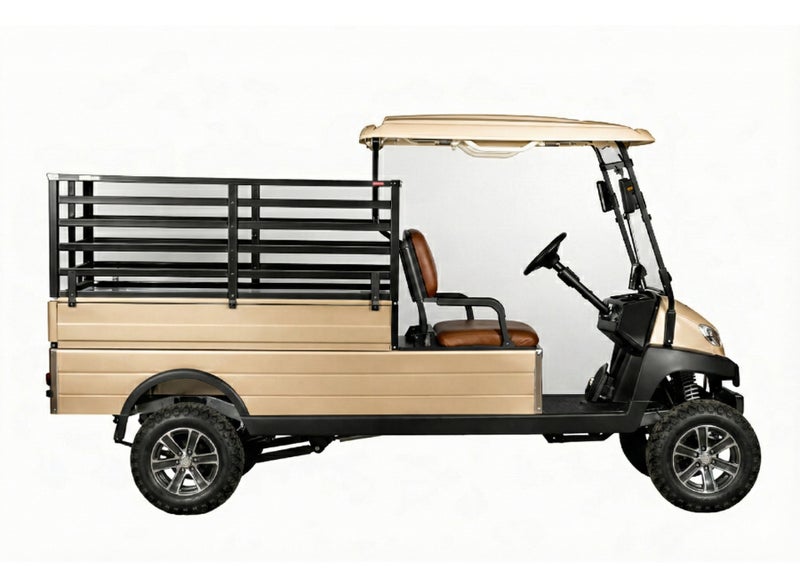 EPIC Grounds Maintenance / Luggage 2-Seater Lifted Electric Golf Cart with Lithium Battery 105Ah & Standard Tires | Utility LSEV (Golden) - Image 3