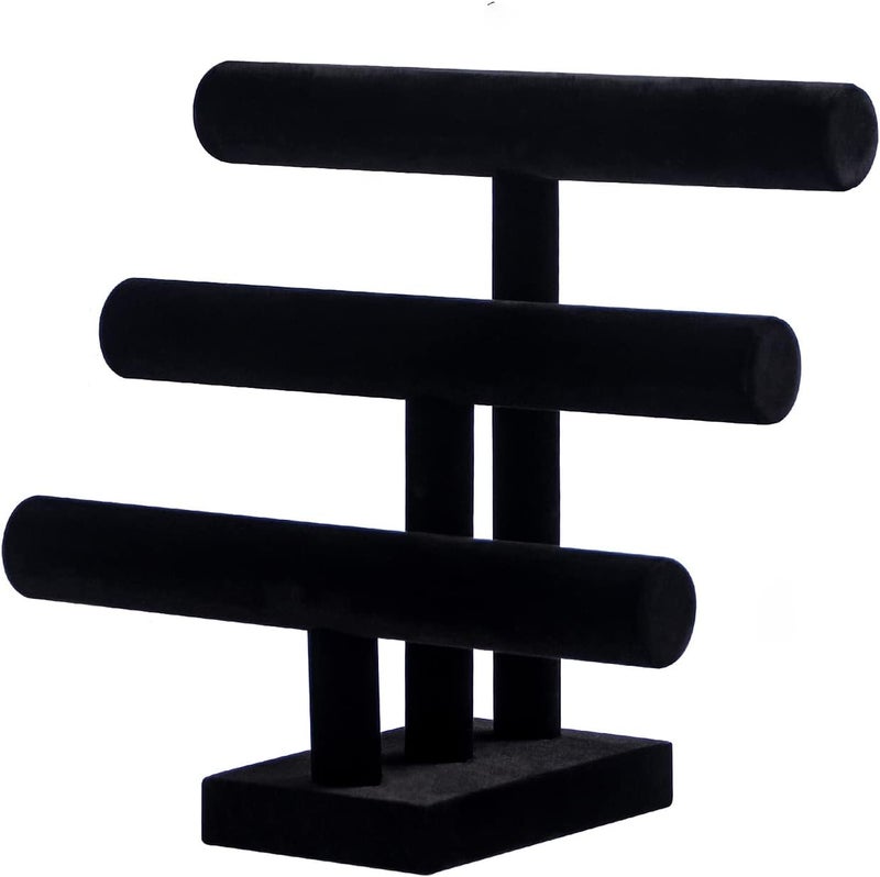 Pengup 3 Tier Bracelet Holder,Bracelet Display Stand,Black Velvet Jewelry Organizer Displays for Necklace Scrunchies Watches Hair Ties. - Image 1