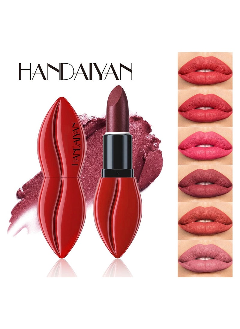 Handaiyan Lipstick Set For Women 6pcs Matte Moisturizing Lip Stick Velvet Long Lasting Waterproof Nude Non-Stick Cup 24 Hours Smudge Proof Permanent Color Stay Hydration Lightweight Texture Original Makeup Gift  - Image 2