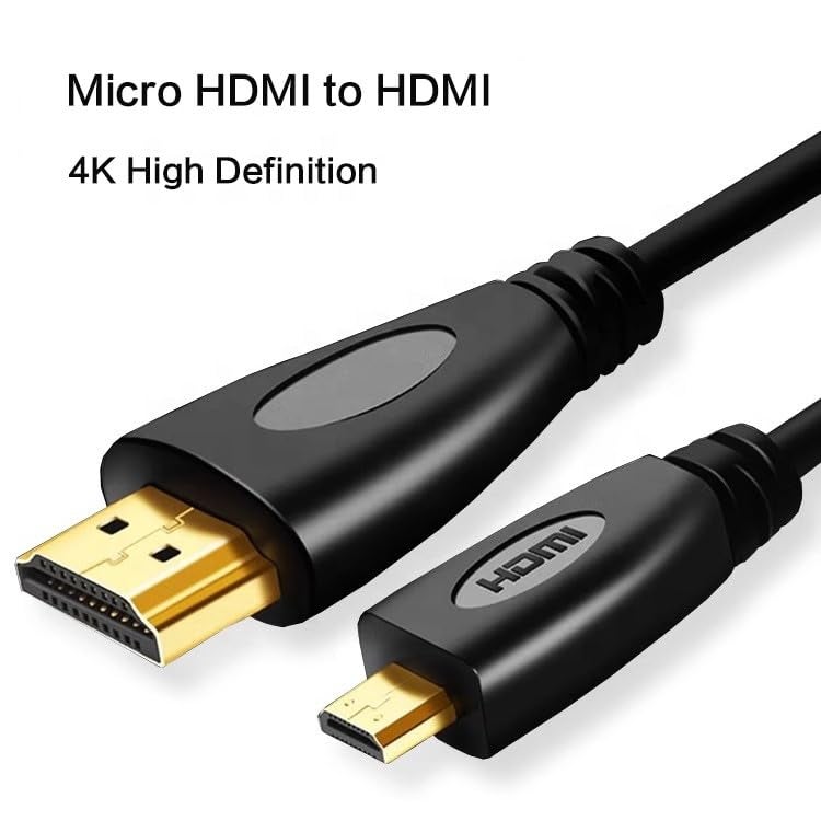 XIKKART Micro HDMI To HDMI Cable | (1.5Meter/5FT) HDMI High Speed 4K Cable, (NOT MICRO USB/Mini HDMI) | Male To Male | Compatible For Monitor, Tablet, Laptop, Television, Projector, HDTV, DSLR - Image 2