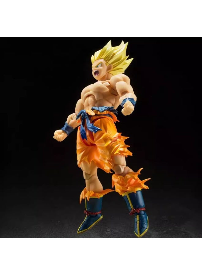 هالامودو تمثال دراغون بول سوبر سايان للحركة - جوكو الجيل الثالث بتصميم المعركة التالف - موديل بمفاصل متحركة - 17 سم من مادة PVC - قطعة ديكور مكتبية هدايا عيد ميلاد للشباب والكبار - Image 3