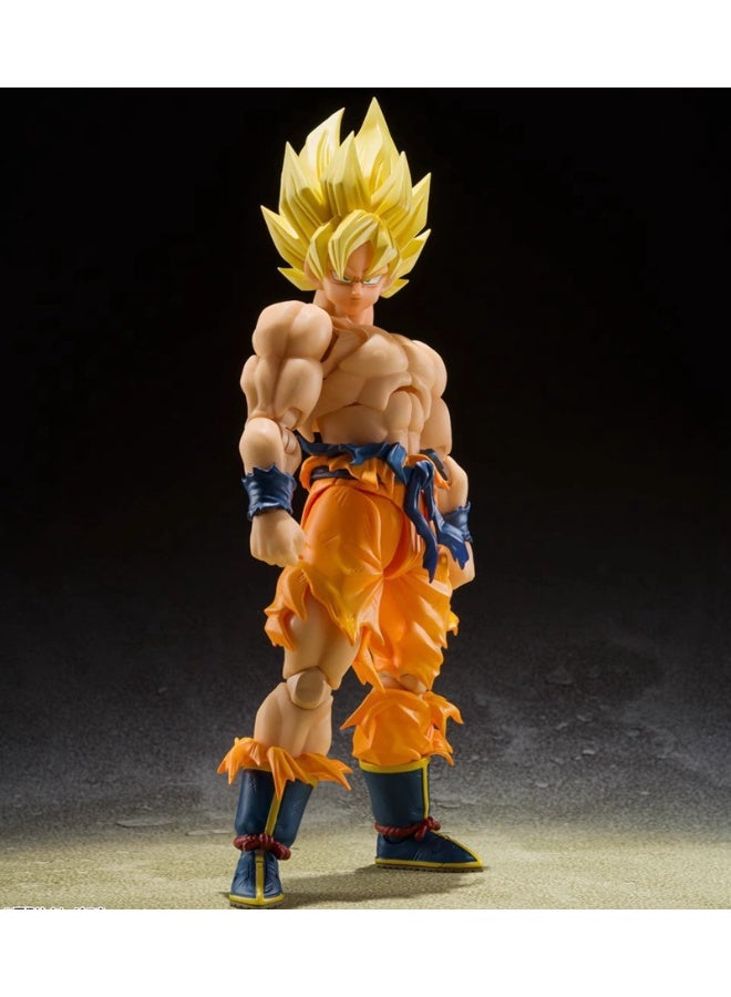 هالامودو تمثال دراغون بول سوبر سايان للحركة - جوكو الجيل الثالث بتصميم المعركة التالف - موديل بمفاصل متحركة - 17 سم من مادة PVC - قطعة ديكور مكتبية هدايا عيد ميلاد للشباب والكبار - Image 5
