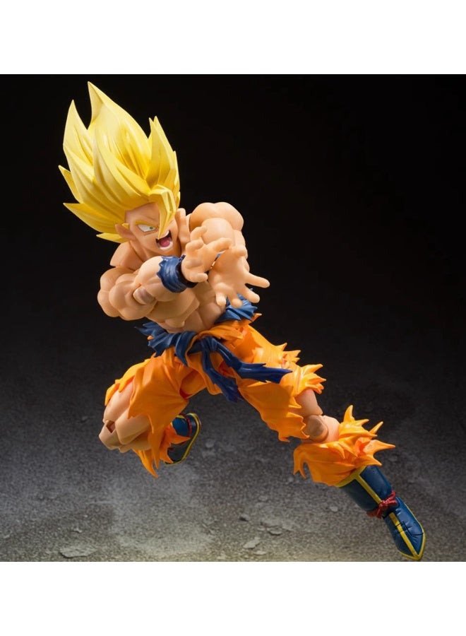 هالامودو تمثال دراغون بول سوبر سايان للحركة - جوكو الجيل الثالث بتصميم المعركة التالف - موديل بمفاصل متحركة - 17 سم من مادة PVC - قطعة ديكور مكتبية هدايا عيد ميلاد للشباب والكبار - Image 4