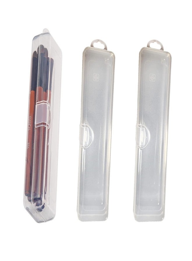 Portable Travel Cosmetic Brush Holder Dispenser Cutlery Storage Jar with Transparent Lid - Fixed Frame - Cotton Swab & Dental Floss Box - 3 pcs (8.4x1.9x1.2 in) - Image 1