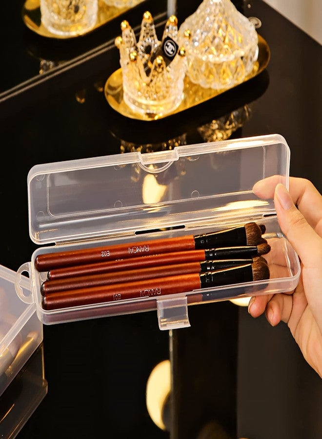 Portable Travel Cosmetic Brush Holder Dispenser Cutlery Storage Jar with Transparent Lid - Fixed Frame - Cotton Swab & Dental Floss Box - 3 pcs (8.4x1.9x1.2 in) - Image 4