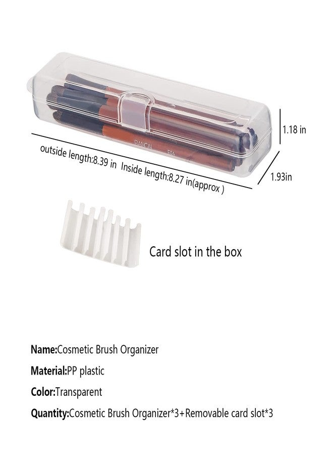 Portable Travel Cosmetic Brush Holder Dispenser Cutlery Storage Jar with Transparent Lid - Fixed Frame - Cotton Swab & Dental Floss Box - 3 pcs (8.4x1.9x1.2 in) - Image 2
