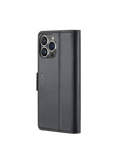 CaseMe Flip Wallet Case For iPhone 13 Pro Max [RFID Blocking] PU Leather Wallet Flip Folio Case with Card Holder Kickstand Shockproof Phone Cover (Black)  - Image 2
